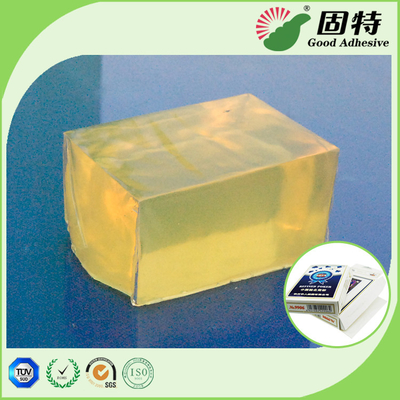 黄色がかった、半透明なブロックの熱い溶解のWithHighの質を作るPoker&CardBoxのための感圧性の接着剤の接着剤